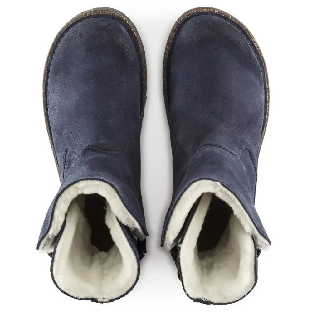 Birkenstock Navy Uppsala Shearling Suede Leather Boots Size Men's 4 Women's 6